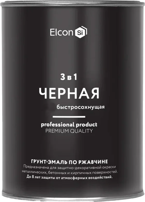 Грунт-эмаль Elcon По ржавчине 3в1 (800г, глянцевый черный)
