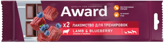 Лакомство для собак Award Тренировочное для собак и щенков с ягненком и голубикой (50г)