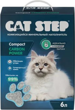 Наполнитель для туалета Cat Step Compact Carbon Power / 20313053 (6л/5кг) — фото 1