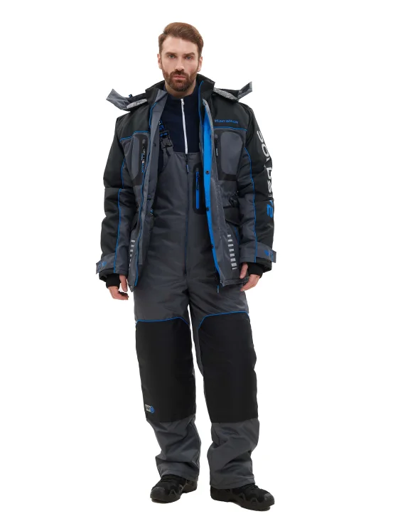 Костюм для охоты и рыбалки Huntsman Полюс Lux V2 -45°C (р.48-50/182-188, серый/черный)