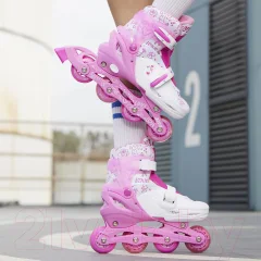 Роликовые коньки Yvolution Neon Combo Skates / NT09P4 (р.29-32, розовый) — фото 4