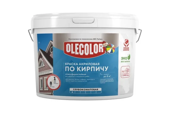 Краска Olecolor Акриловая атмосферостойкая по кирпичу (3кг, коричневый)